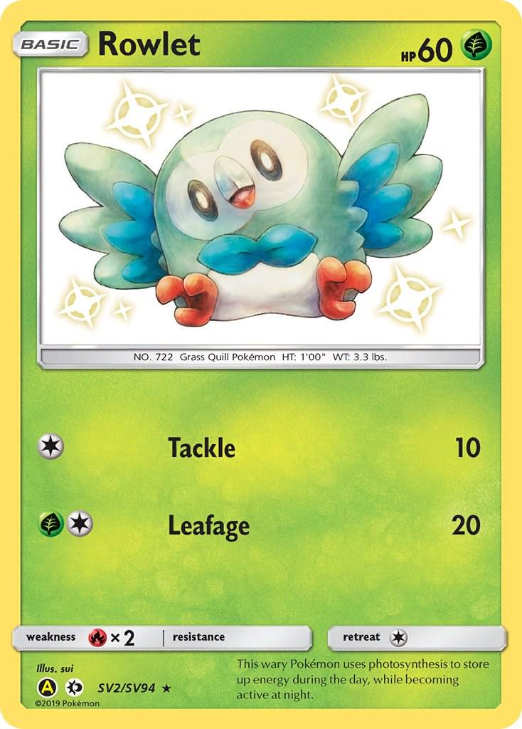 Hidden Fates Rowlet Pokémon card